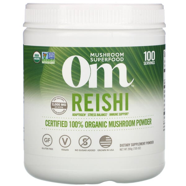 Om Mushrooms, Reishi, Certified 100% Organic Mushroom Powder, 7.05 oz (200 g)