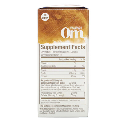 Om Mushrooms Brain Fuel+, Focus, Alertness, Clarity, Mocha, 10 Packets, 0.26 oz (7.5 g) Each
Om Mushrooms Brain Fuel+, Focus, Alertness, Clarity, Mocha, 10 Packets, 0.26 oz (7.5 g) Each