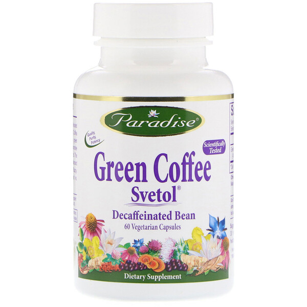 Paradise Herbs, Зеленый кофе, Svetol, 60 капсул на растительной основе
