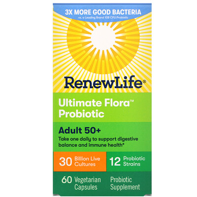 Renew Life Пробиотик Ultimate Flora, для взрослых от 50 лет, 30 миллиардов живых культур, 60 вегетарианских капсул
Renew Life Пробиотик Ultimate Flora, для взрослых от 50 лет, 30 миллиардов живых культур, 60 вегетарианских капсул