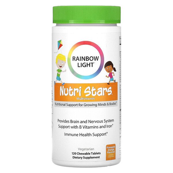 Rainbow Light, Nutri Stars, мультивитамины на основе пищевых продуктов, со вкусом фруктового пунша, 120 жевательных таблеток