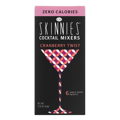 RSVP Skinnies, Cocktail Mixers, Cranberry Twist, Zero Calories, 6 Single Serve Packets, 0.30 oz (8.4 g) Each
RSVP Skinnies, Cocktail Mixers, Cranberry Twist, Zero Calories, 6 Single Serve Packets, 0.30 oz (8.4 g) Each