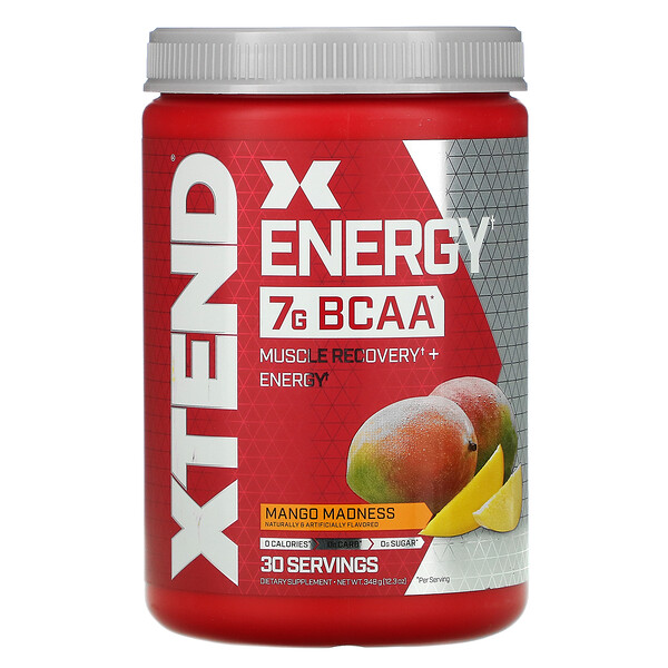 Xtend, Energy, 7 г аминокислот с разветвленной цепью, со вкусом манго, 348 г (12,3 унции)