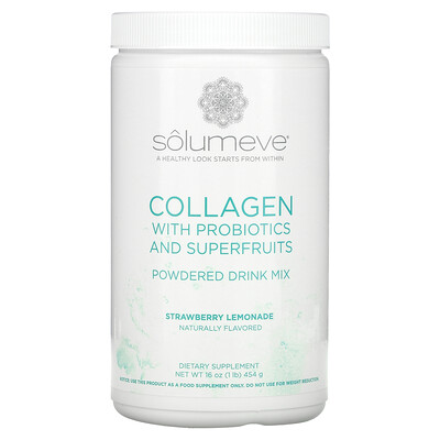 Solumeve, Collagen with Probiotics and Superfruits, Powdered Drink Mix, Strawberry Lemonade, 16 oz (454 g)
Solumeve, Collagen with Probiotics and Superfruits, Powdered Drink Mix, Strawberry Lemonade, 16 oz (454 g)