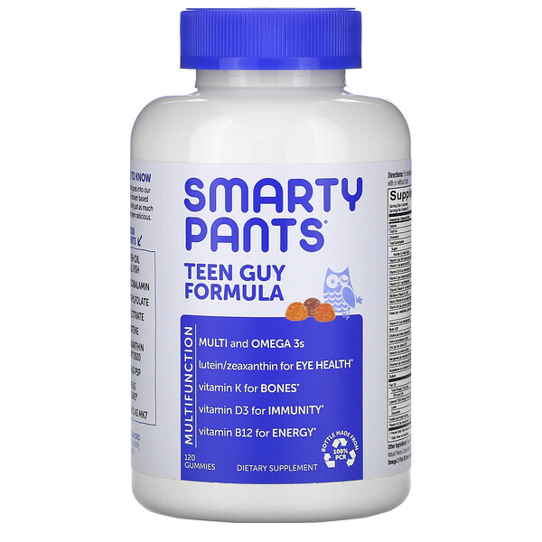 SmartyPants, Teen Guy Formula, пищевая добавка для подростков мужского пола, лимон и лайм, вишня, апельсин, 120 жевательных конфет