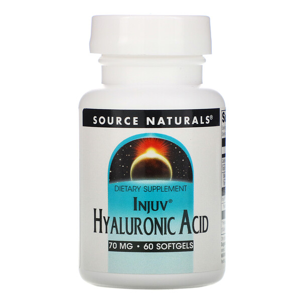 Source Naturals, Injuv, гиалуроновая кислота, 70 мг, 60 мягких желатиновых капсул