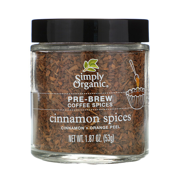 Simply Organic, Специи для заваривания кофе, корица, 1,87 унций (53 г)