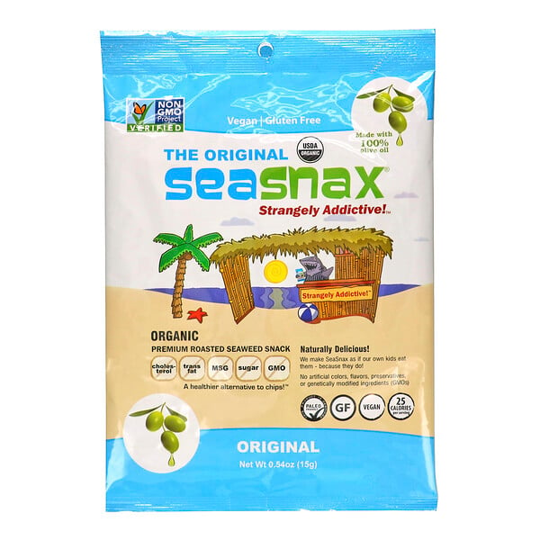 SeaSnax, "Classic" Olive, Roasted Seaweed Snack, 5 sheets - .54 oz (15 g)