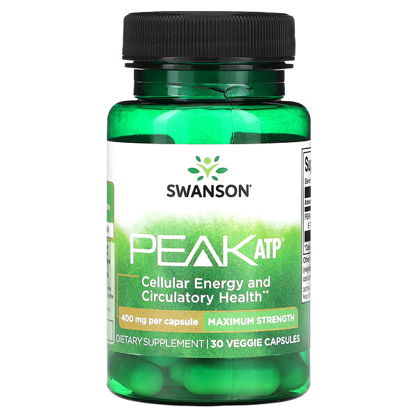 Swanson Peak ATP Maximum Strength 400 Mg 30 Veggie Capsules