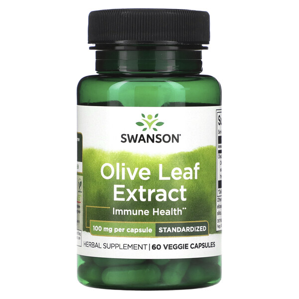 Swanson Olive Leaf Extract Standardized 100 Mg 60 Veggie Capsules