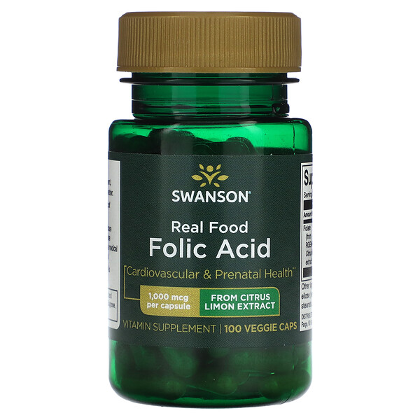 Swanson Real Food Folic Acid Mcg Veggie Caps