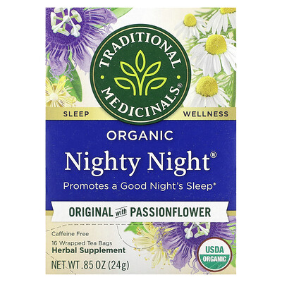 Traditional Medicinals Organic Nighty Night Original with Passionflower Caffeine Free 16 Wrapped Tea Bags 0.85 oz (24 g)
Traditional Medicinals Organic Nighty Night Original with Passionflower Caffeine Free 16 Wrapped Tea Bags 0.85 oz (24 g)