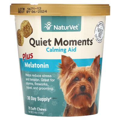 NaturVet Quiet Moments Calming Aid Plus Melatonin For Dogs 70 Soft Chews 5.4 oz (154 g)
NaturVet Quiet Moments Calming Aid Plus Melatonin For Dogs 70 Soft Chews 5.4 oz (154 g)
