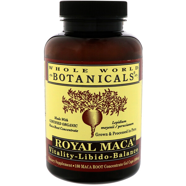 Whole World Botanicals, Royal Maca, 500 мг, 180 желатиновых капсул