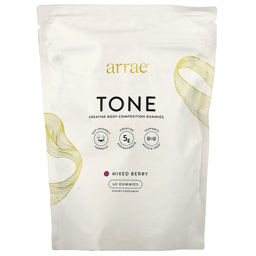 Arrae, Tone, Creatine Body Composition Gummies, Mixed Berry, 60 Gummies