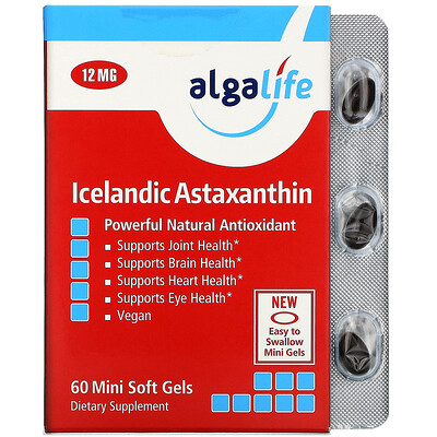 Algalife Icelandic Astaxanthin, 12 mg, 60 Mini Soft Gels