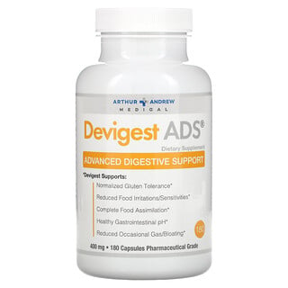 Arthur Andrew Medical, Devigest ADS, Apoyo Digestivo Avanzado, 400 mg, 180 Capsulas