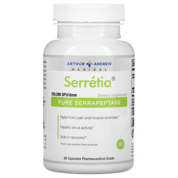 Serretia, Pure Serrapeptase, 500 mg, 90 Capsules