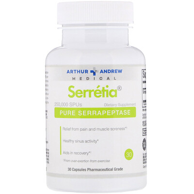 Arthur Andrew Medical Serretia, Pure Serrapeptase, 500 mg, 30 Capsules