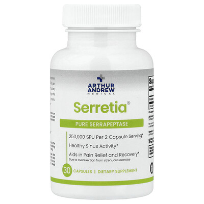 Product Image for Arthur Andrew Medical, Serretia , Pure Serrapeptase, 30 Capsules (125,000 SPU per Capsule)