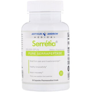Arthur Andrew Medical, Serretia, чистая серрапептаза, 30 капсул