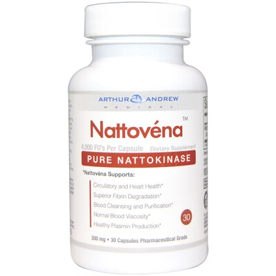 Arthur Andrew Medical Наттовена, очищенная наттокиназа, 200 мг, 30 капсул