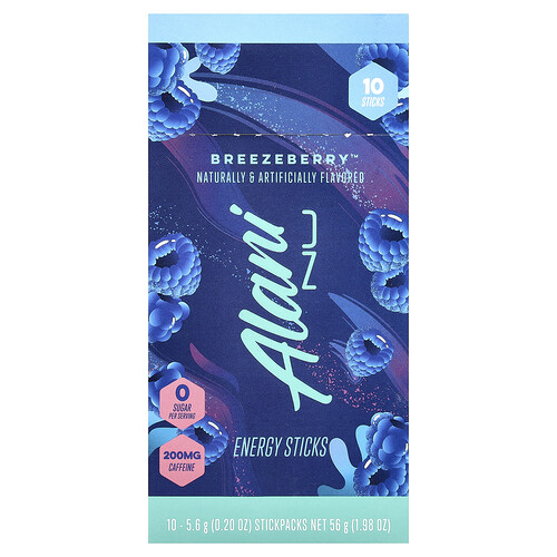 Alani Nu Energy Sticks, Breezeberry™, 10 Stickpacks, 0.2 oz (5.6 g) Each