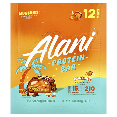 Alani Nu, Protein Bar, Munchies, 12 Bars, 1.76 oz (50 g) Each