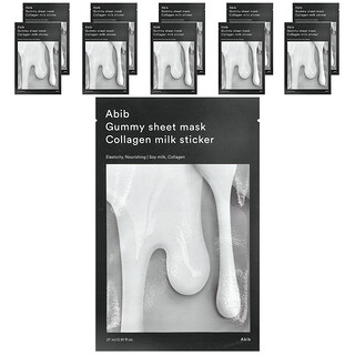 Abib, Gummy Beauty Sheet Mask, Collagen Milk Sticker, 10 Sheets, 0.91 fl oz (27 ml) Each