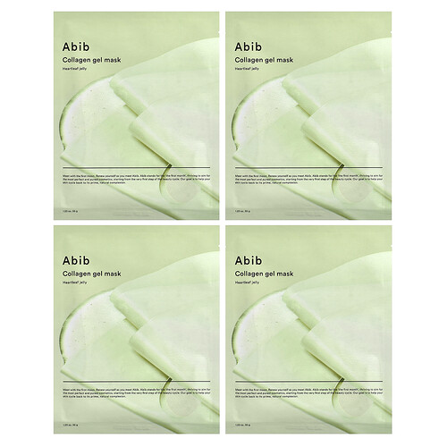 Abib Collagen Gel Beauty Mask, Heartleaf Jelly, 4 Sheets, 1.23 oz (35 g) Each