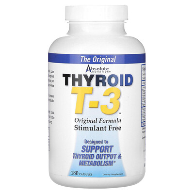 Absolute Nutrition, Vitamina T-3 para la tiroides, Fórmula original, 180 cápsulas