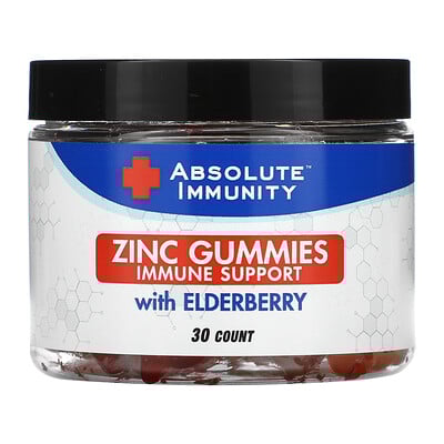 

Absolute Nutrition, Immunity, Zinc Gummies with Elderberry, 30 Count