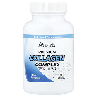 Absolute Nutrition, Complejo de colágeno prémium, Tipo I, II, V, X, 60 cápsulas