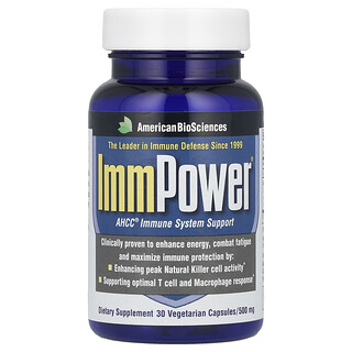 American Biosciences, ImmPower® AHCC®, 500 mg, 30 Vegetarian Capsules