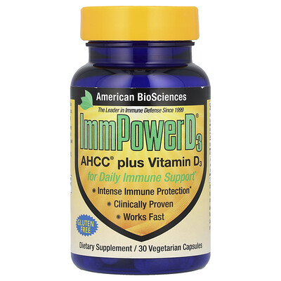 Product Image for American Biosciences, ImmPower D3, AHCC Plus Vitamin D3, 30 Vegetarian Capsules