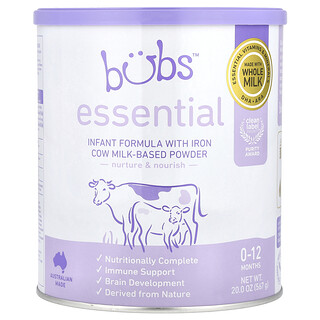 Aussie Bubs, Essential, смесь для младенцев с железом, порошок из коровьего молока, 0-12 месяцев, 567 г (20 унций)
