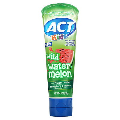 

Act, Kids, Anticavity Fluoride Toothpaste, Wild Watermelon, 4.6 oz (130 g)