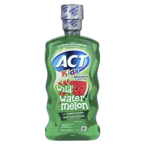 ACT, Lasten, kariesta ehkäisevä fluorihuuhde, alkoholiton, villivesimeloni, 500 ml