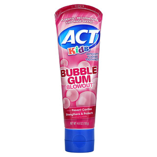 Act, Niños, Pasta dental anticaries con fluoruro, Bubble Gum Blowout (sabor goma de mascar), 130 g (4,6 oz)