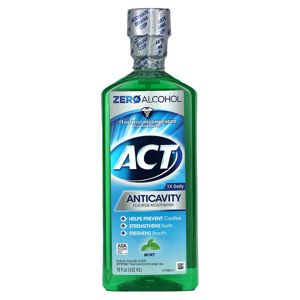 Act, Kariesschutz-Mundspülung mit Fluorid, Mint, 532 ml