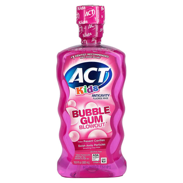 Kids, Anticavity Fluoride Rinse, Alcohol Free, Bubble Gum Blowout, 16.9 fl oz (500 ml)