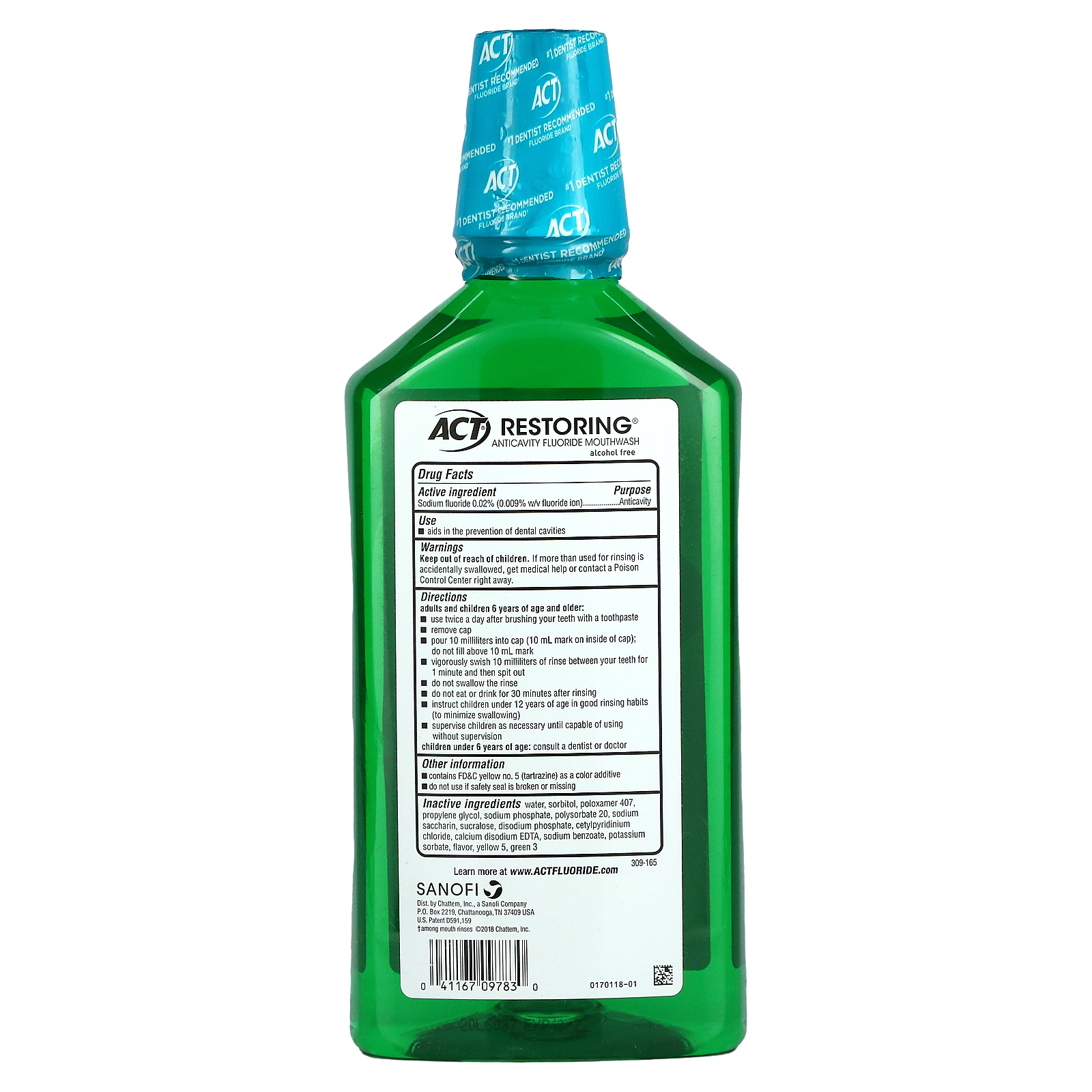 Act, Restoring Anticavity Fluoride Mouthwash, Alcohol Free, Mint Burst