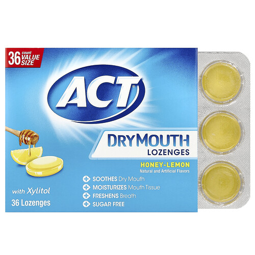 Act Dry Mouth Lozenges with Xylitol, Honey-Lemon, 36 Lozenges