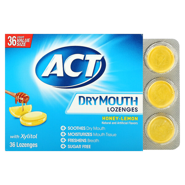 Dry Mouth Lozenges with Xylitol, Honey-Lemon, 36 Lozenges