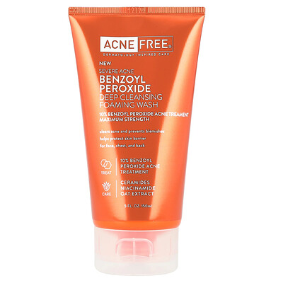 Product Image for ACNE FREE, Severe Acne, Deep Cleansing Foaming Wash, Maximum Strength, 5 fl oz (150 ml)