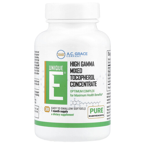 A.c. Grace Company Unique E®, High Gamma Mixed Tocopherol Concentrate, 30 Softgels