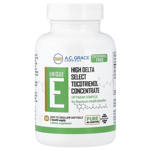 A.C. Grace Company, Unique E, Tocotrienol, 125 mg, 60 einfach zu schluckende Weichkapseln