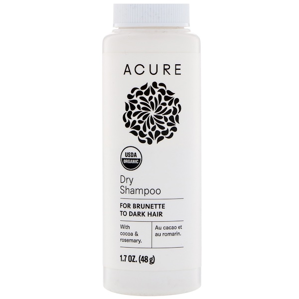 шампунь iHErb Acure, Сухой шампунь, для темных волос, 1,7 унц. (48 г)