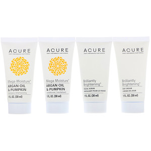 Отзывы о Акьюр Органикс, Travel Pack, Shampoo, Conditioner, Facial Scrub, Day Cream, 4 Pack, 1 oz (30 ml) Each