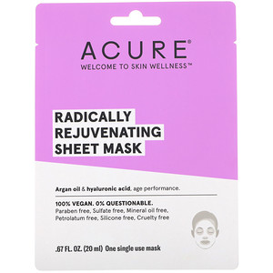 Акьюр Органикс, Radically Rejuvenating Sheet Mask, 1 Single Use Mask, .67 fl oz (20 ml) отзывы